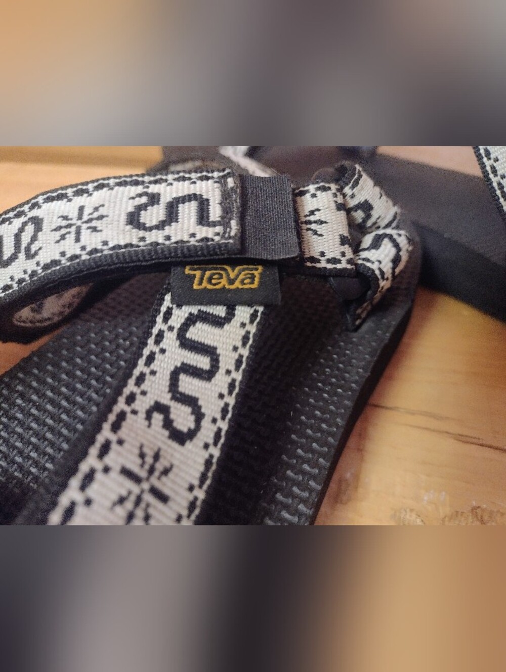 Teva Sandals Black White Snake Boho Velcro 9 - Picture 2 of 6